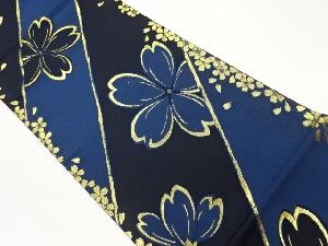 斜線に桜模様織出し袋帯